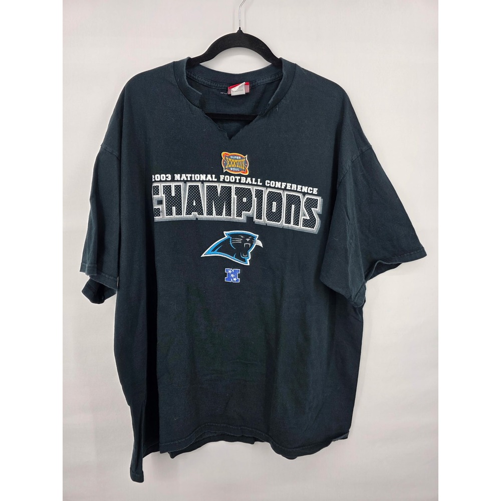 Vintage NFL Carolina Panthers 2003 NFC Champions T-Shirt Black XXL 2XL SuperBowl